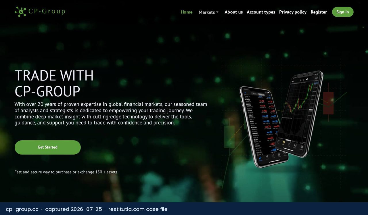 Screenshot of the website cp-group.cc as captured on 25 July 2026