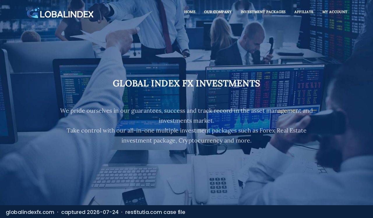 Screenshot of the website globalindexfx.com as captured on 24 July 2026
