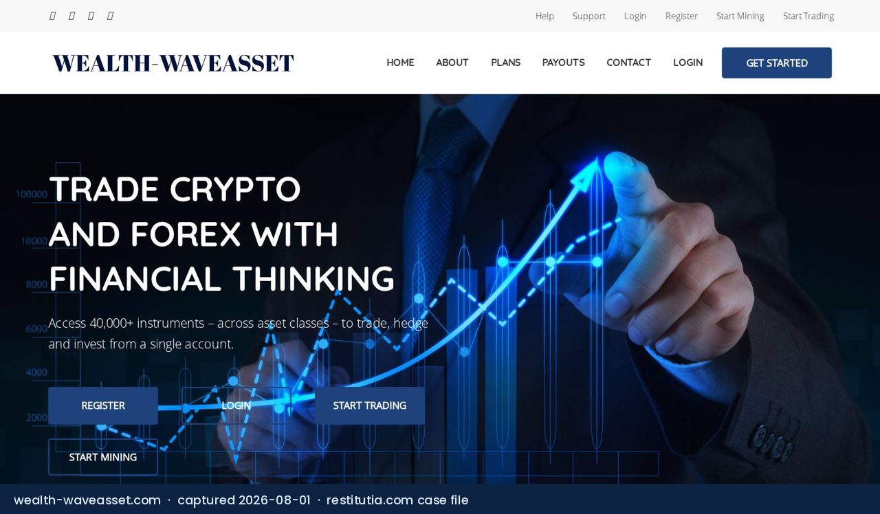 Screenshot of the website wealth-waveasset.com as captured on 1 August 2026